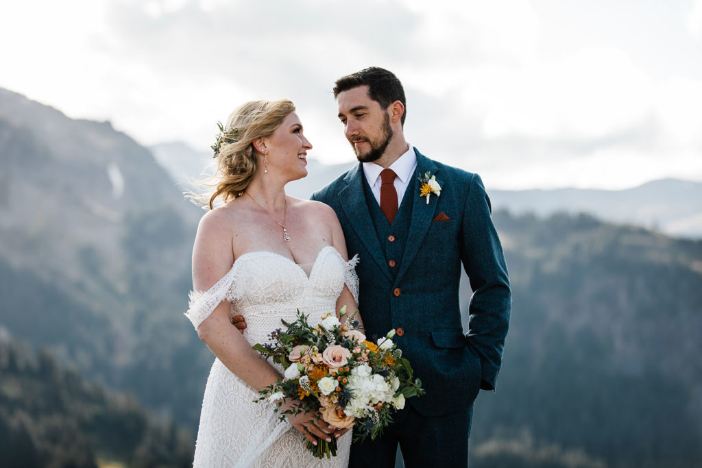 Bride and groom in the Mount Baker Wilderness