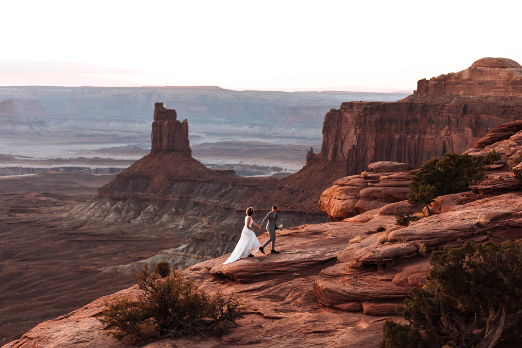 Bride and Groom Eloping in the Canyonlands, Utah