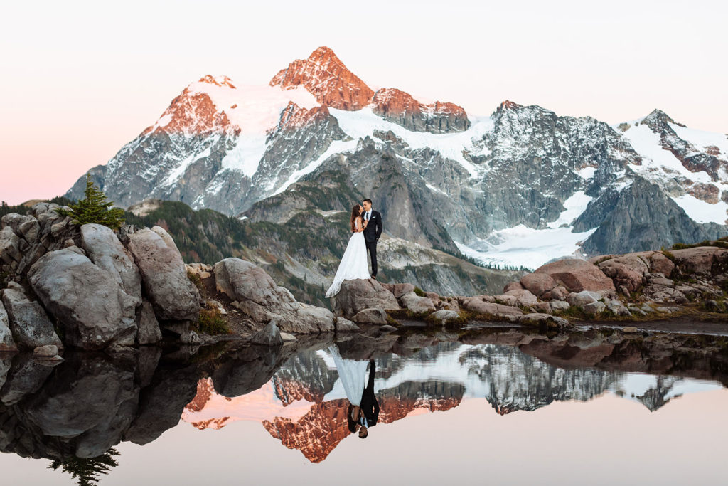 Married Couple after their Elopement at Artist Point in the Mt. Baker-Snoqualmie National Forest, Washington State