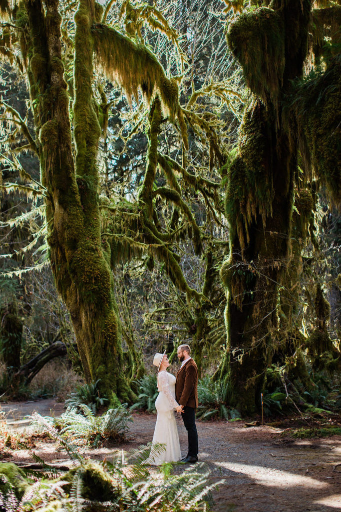 Newlyweds in the Hall of Mosses, Jefferson County, WA